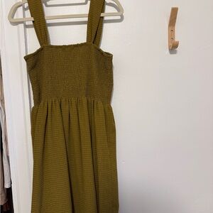 MADEWELL DRESS WOMENS L SMOCKED COTTAGECORE OLIVECORE